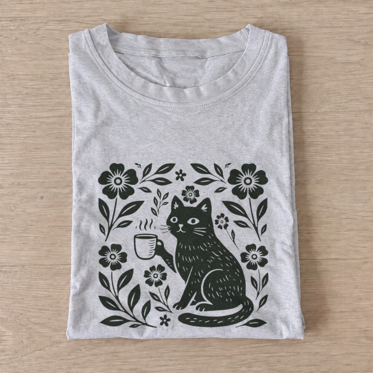 Coffee garden cat t shirt gray20coffee garden cat.webp
