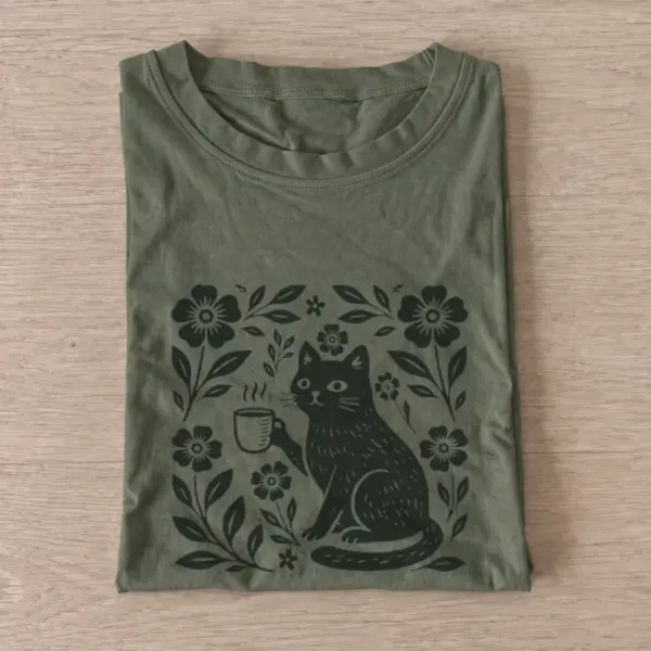Coffee garden cat t shirt olive20coffee garden cat.webp