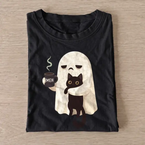 Coffee ghost cat t shirt black20coffee ghost cat.webp