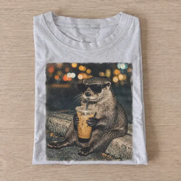 Coffee otter t shirt gray20coffee otter.webp