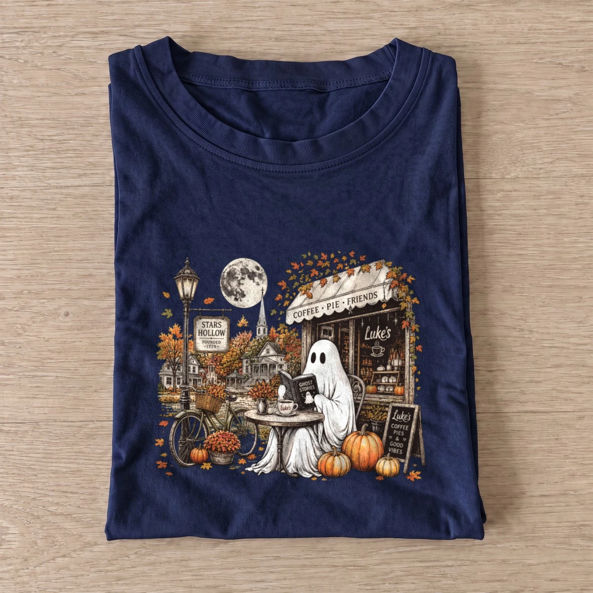 Coffee shop ghost t shirt navy20coffee shop ghost.webp