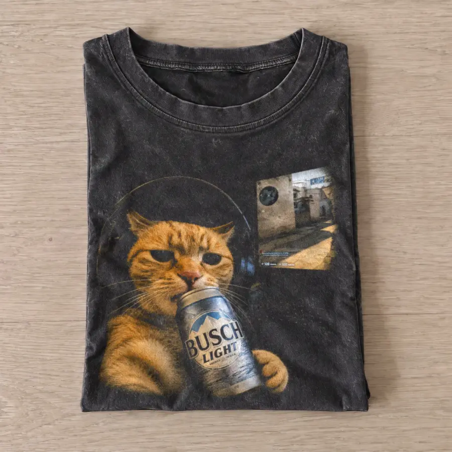Cold Game Gamer Cat Vintage Graphic T-Shirt — graphic design