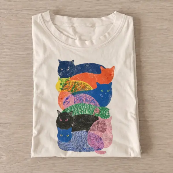 Colorful cat stack t shirt sand20colorful cat stack.webp