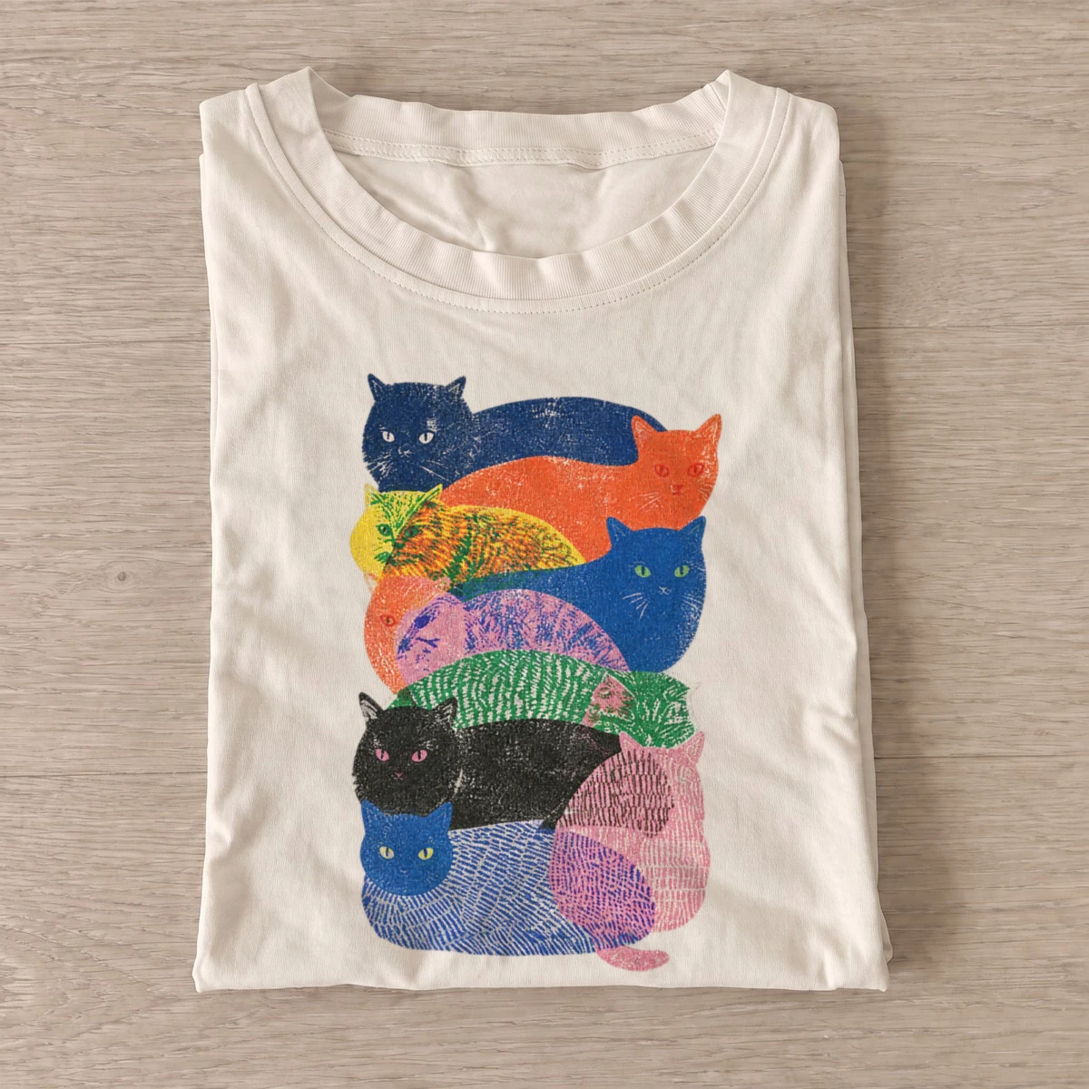 Colorful cat stack t shirt sand20colorful cat stack.webp