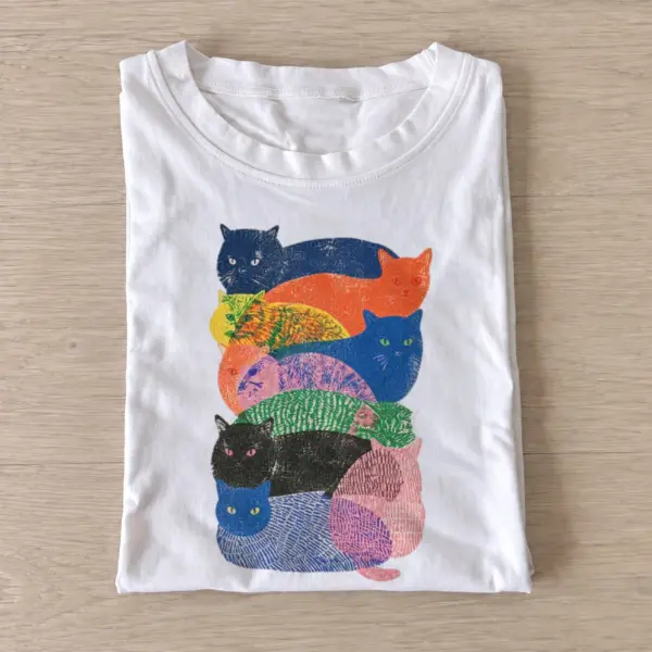 Colorful cat stack t shirt white20colorful cat stack.webp