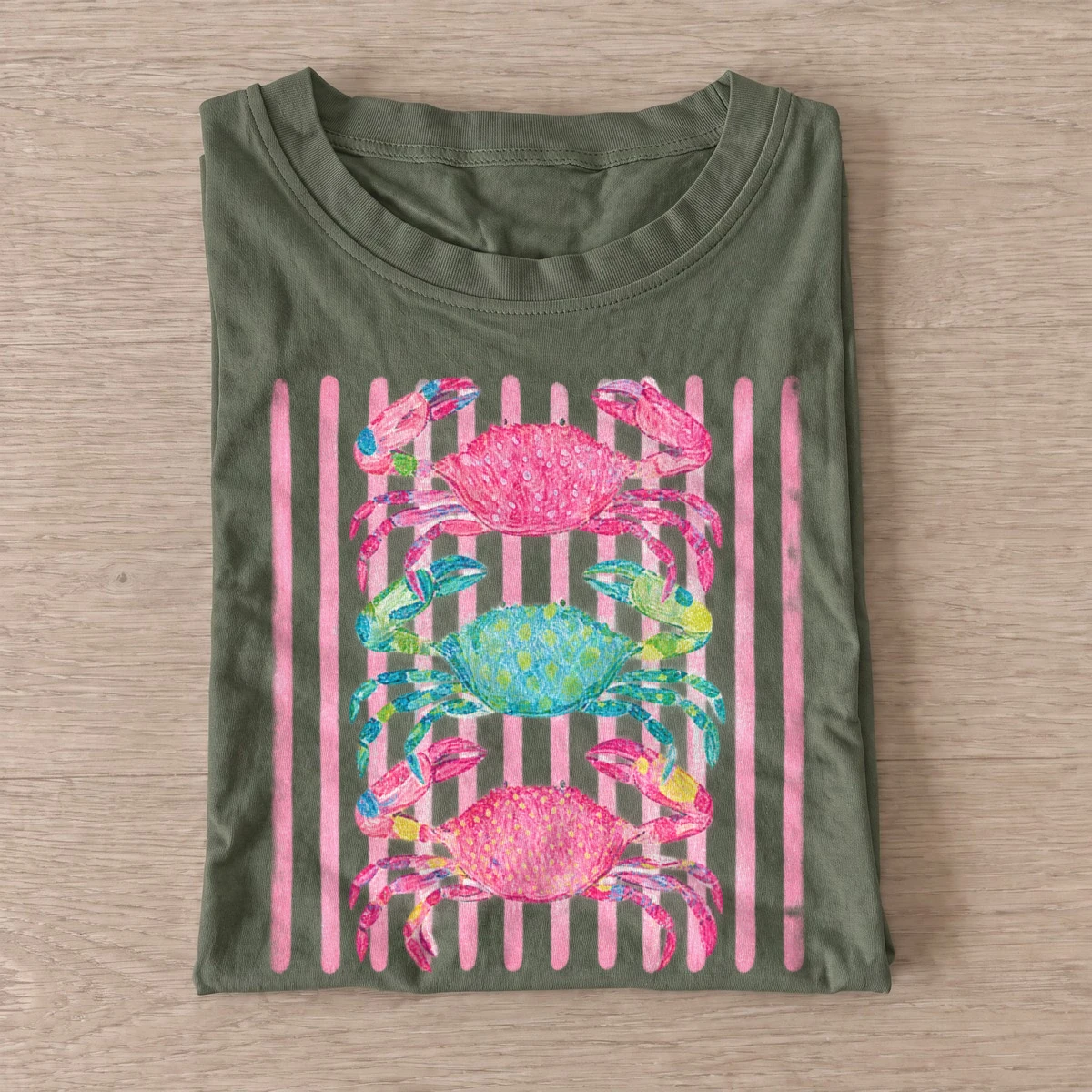 Colorful crab stack t shirt olive20colorful crab stack.webp