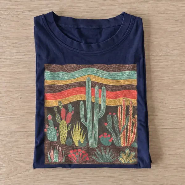Colorful desert cacti t shirt navy20colorful desert cacti.webp