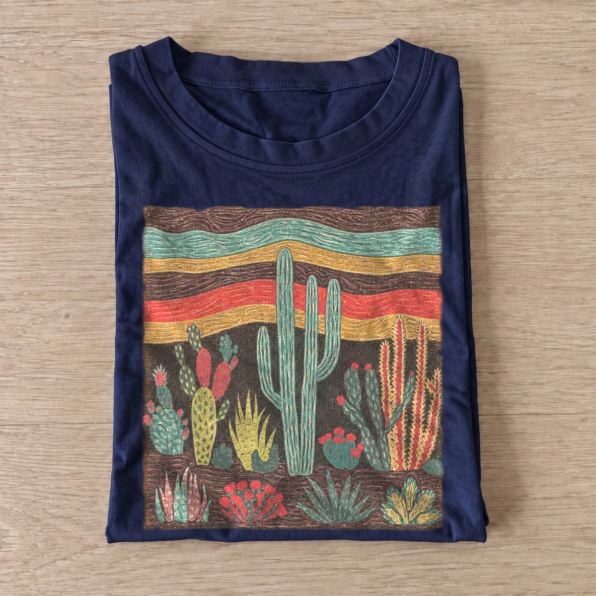 Colorful desert cacti t shirt navy20colorful desert cacti.webp