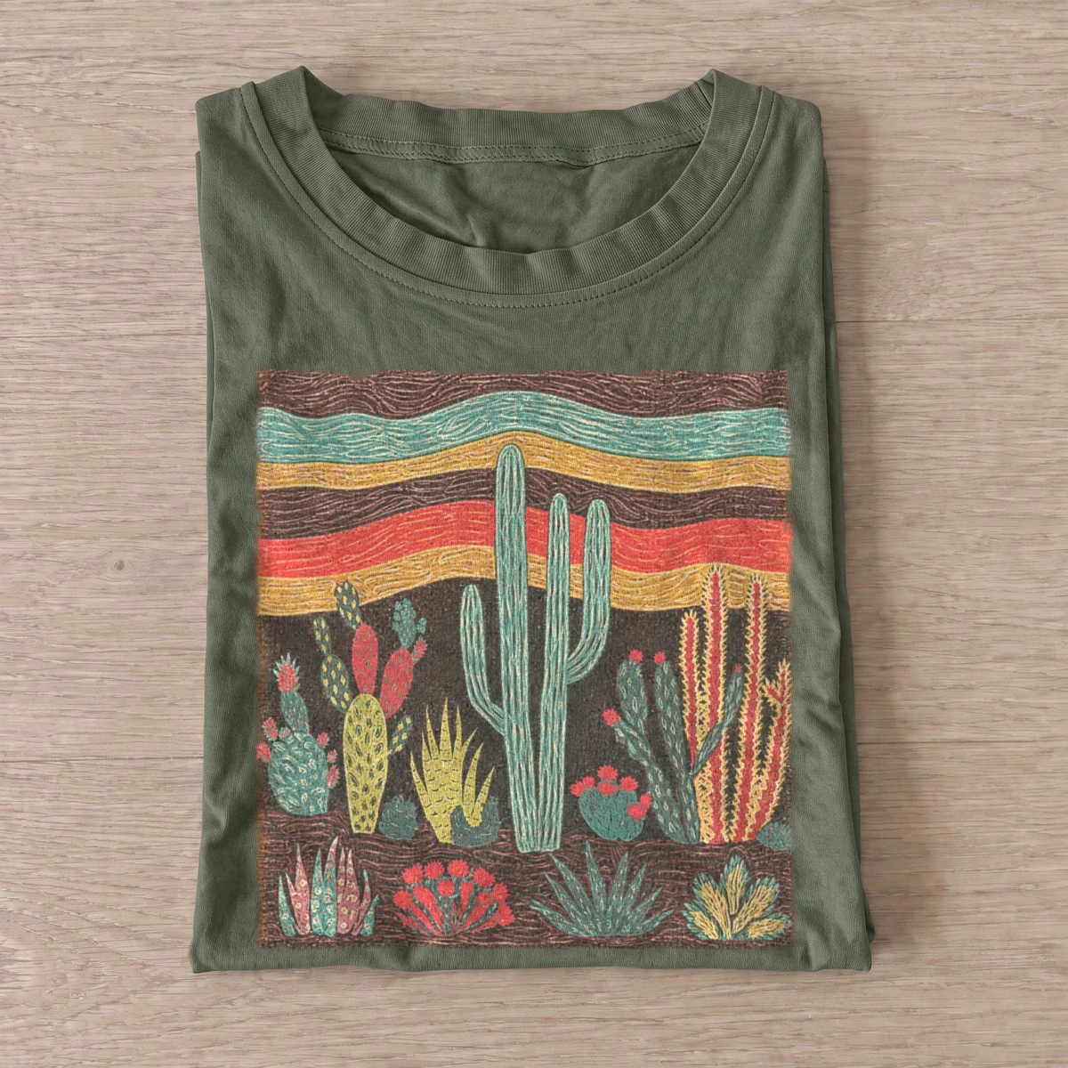 Colorful desert cacti t shirt olive20colorful desert cacti.webp
