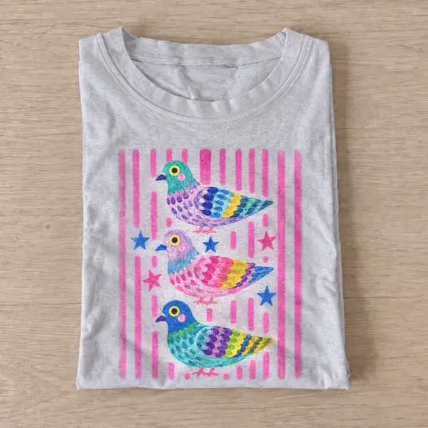 Colorful pigeon trio t shirt gray20colorful pigeon trio.webp