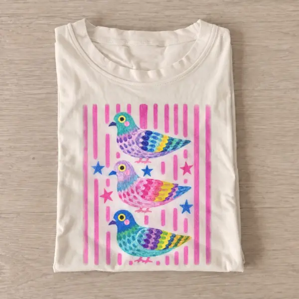 Colorful pigeon trio t shirt sand20colorful pigeon trio.webp
