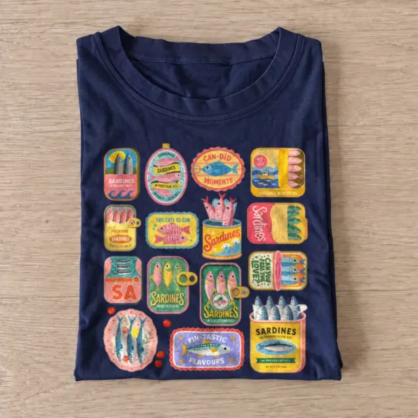 Colorful sardine tins t shirt navy20colorful sardine tins.webp
