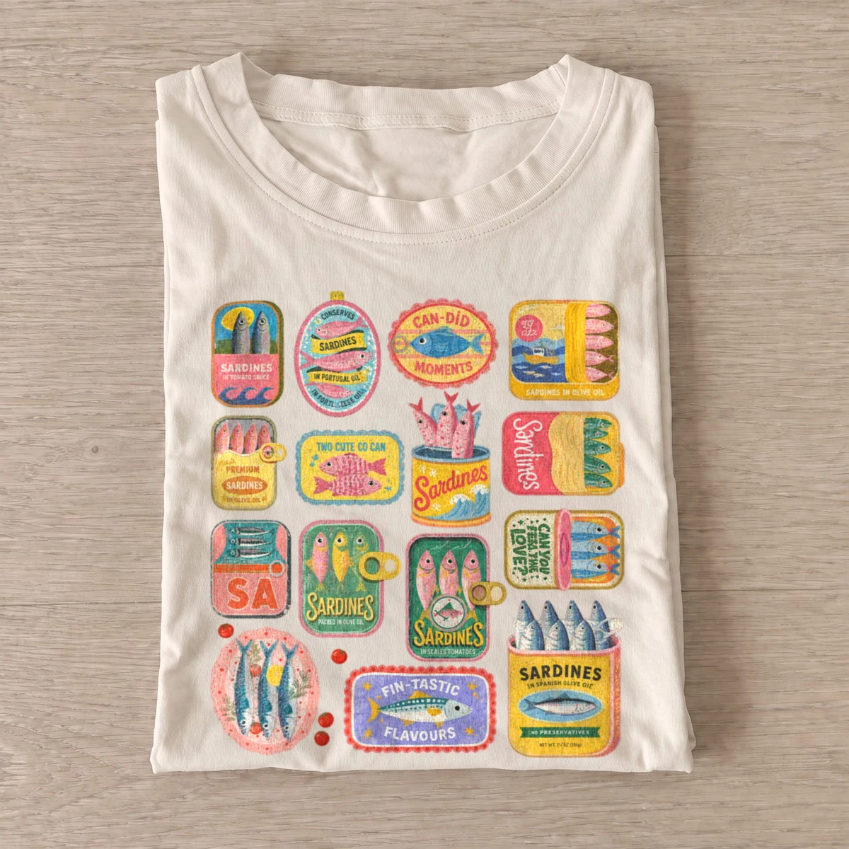 Colorful sardine tins t shirt sand20colorful sardine tins.webp
