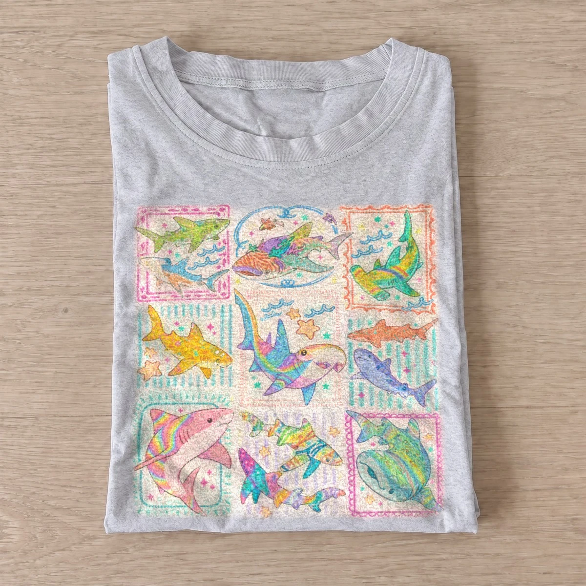 Colorful sea postcards t shirt gray20colorful sea postcards.webp