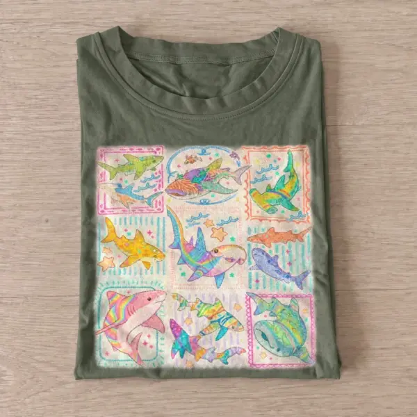 Colorful sea postcards t shirt olive20colorful sea postcards.webp