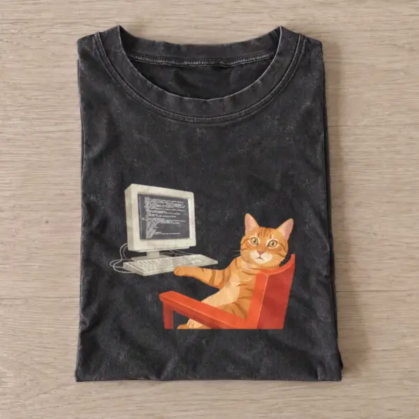 Computer cat vintage t shirt washed20black20computer cat.webp