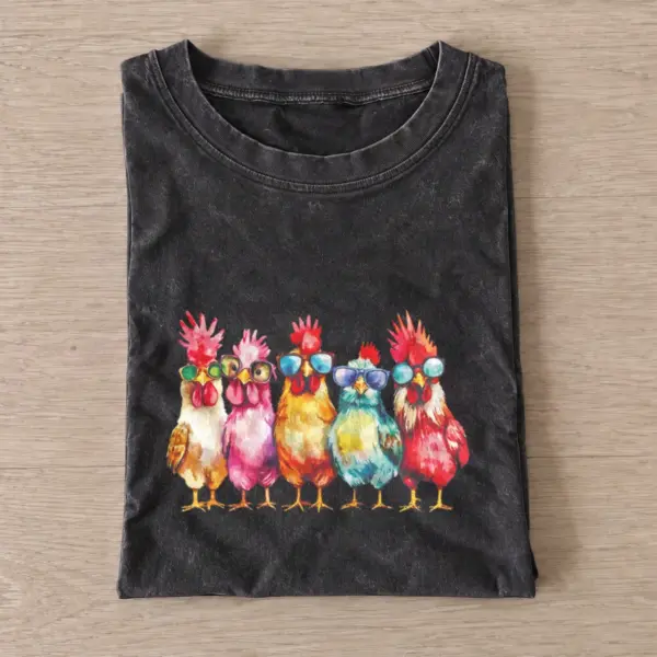 Cool chickens vintage t shirt washed20black20cool chickens.webp