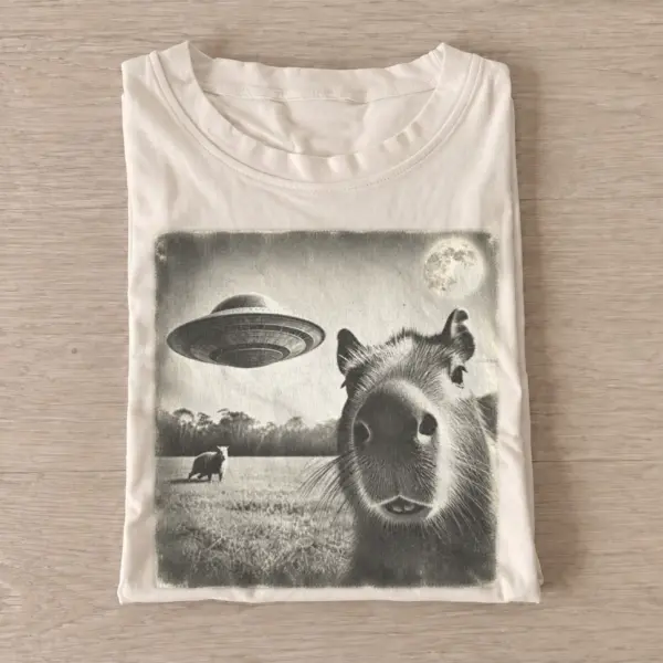 Cosmic capybara ufo graphic t shirt sand20cosmic capybara.webp