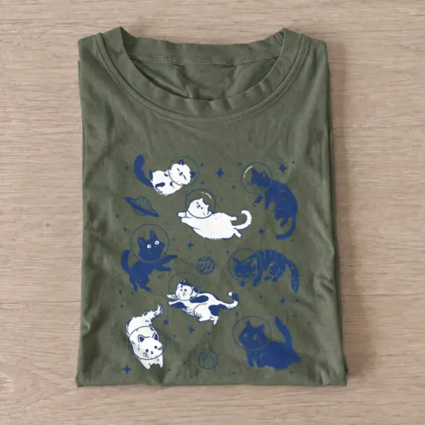 Cosmic cat pattern t shirt olive20cosmic cat pattern.webp