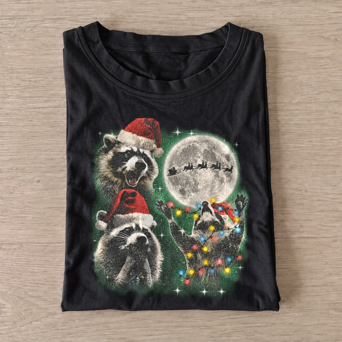 Cosmic christmas raccoons t shirt black20cosmic christmas raccoons.webp