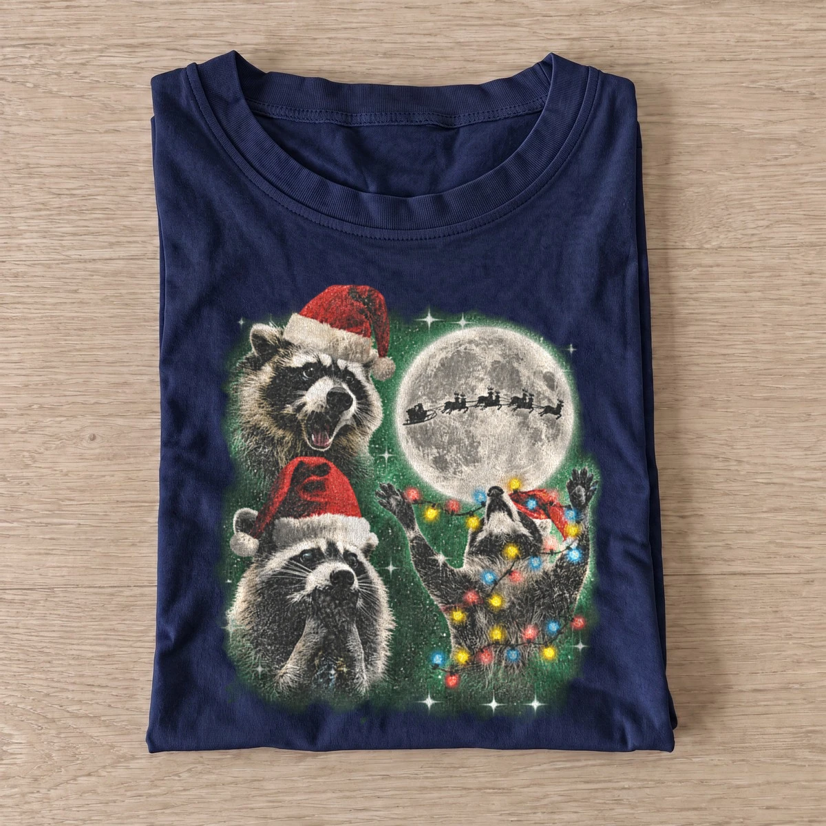 Cosmic christmas raccoons t shirt navy20cosmic christmas raccoons.webp