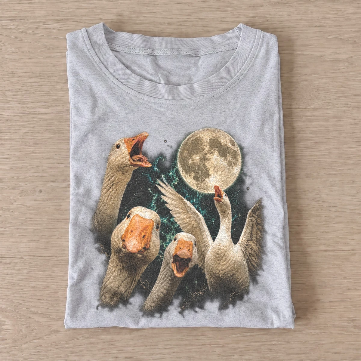Cosmic geese moon graphic t shirt gray20cosmic geese.webp