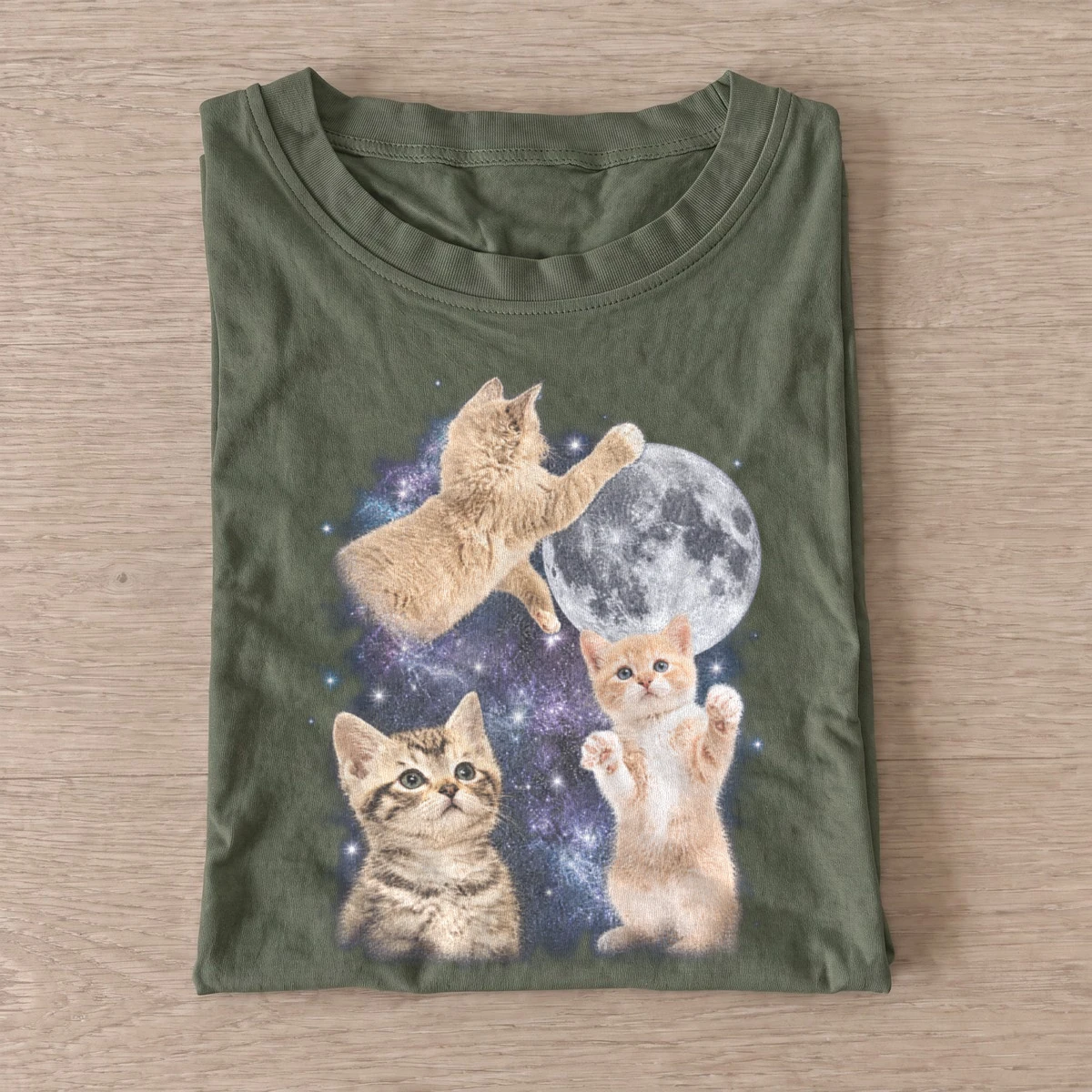Cosmic kittens space graphic t shirt olive20cosmic kittens.webp