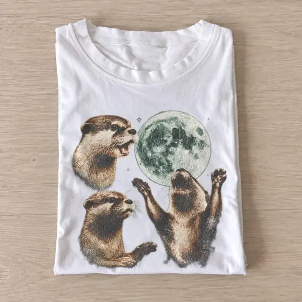 Cosmic otters celestial moon t shirt white20cosmic otters.webp