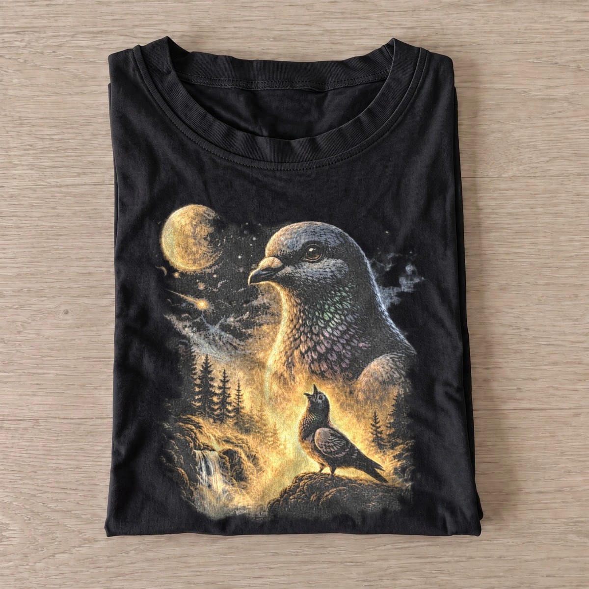 Cosmic pigeon graphic t shirt black20cosmic pigeon.webp