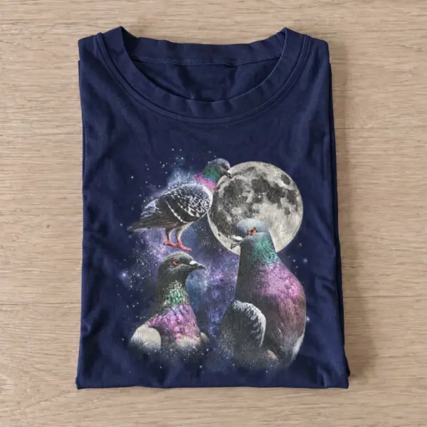 Cosmic pigeons galaxy moon t shirt navy20cosmic pigeons.webp