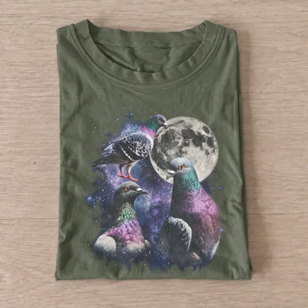 Cosmic pigeons galaxy moon t shirt olive20cosmic pigeons.webp