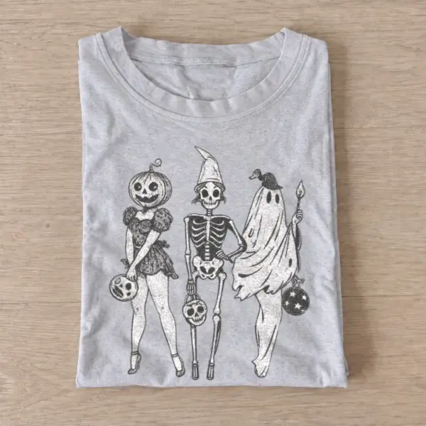 Costumed skeleton trio t shirt gray20costumed skeleton trio.webp