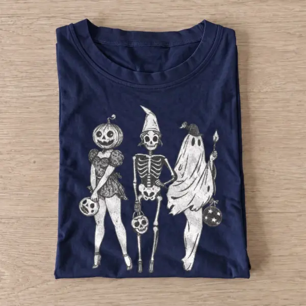 Costumed skeleton trio t shirt navy20costumed skeleton trio.webp