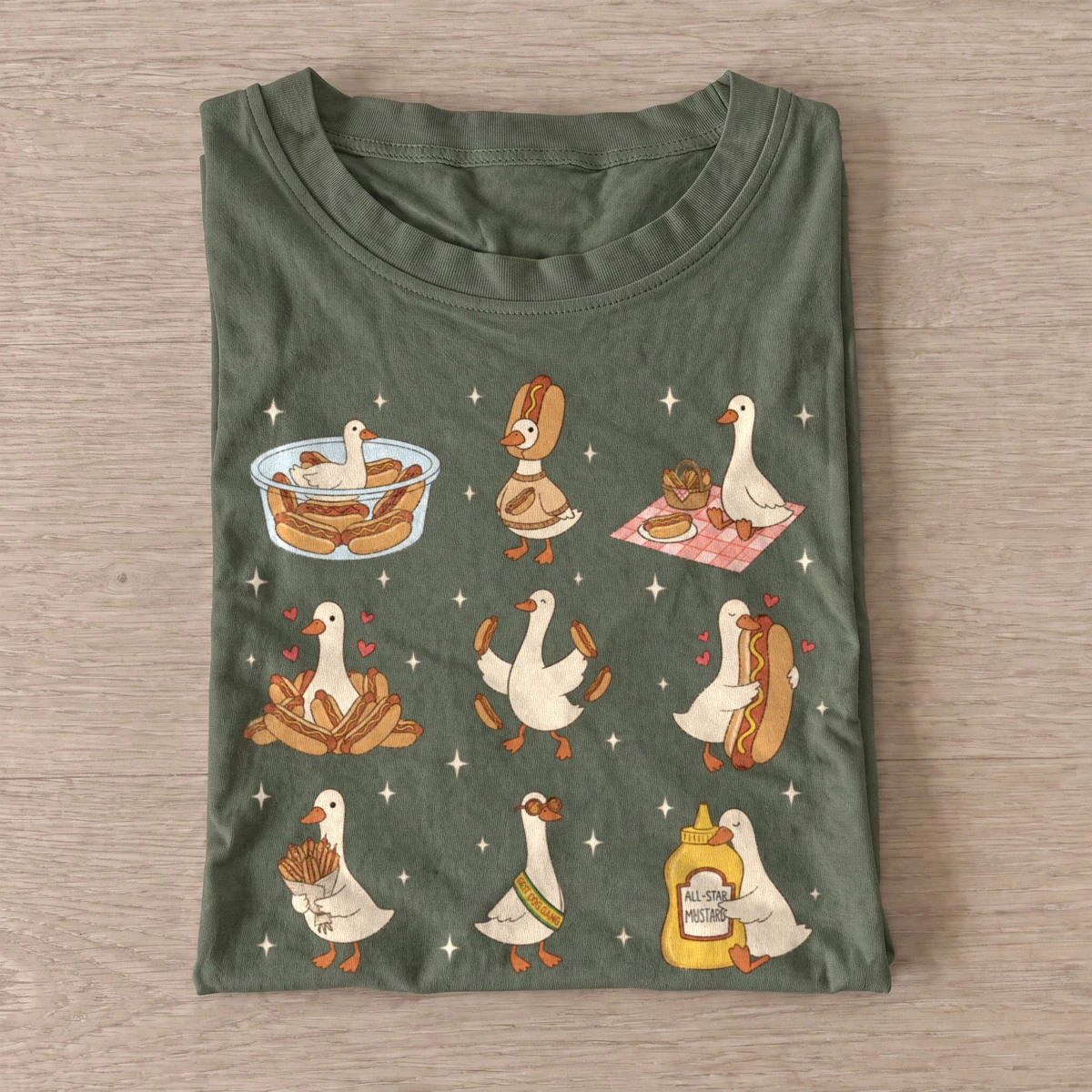 Cottage geese t shirt olive20cottage geese.webp