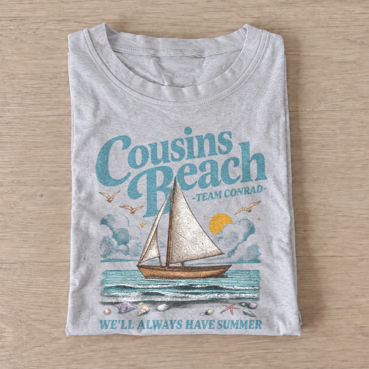 Cousins beach team conrad sailboat t shirt gray20summer beach sailboat.webp