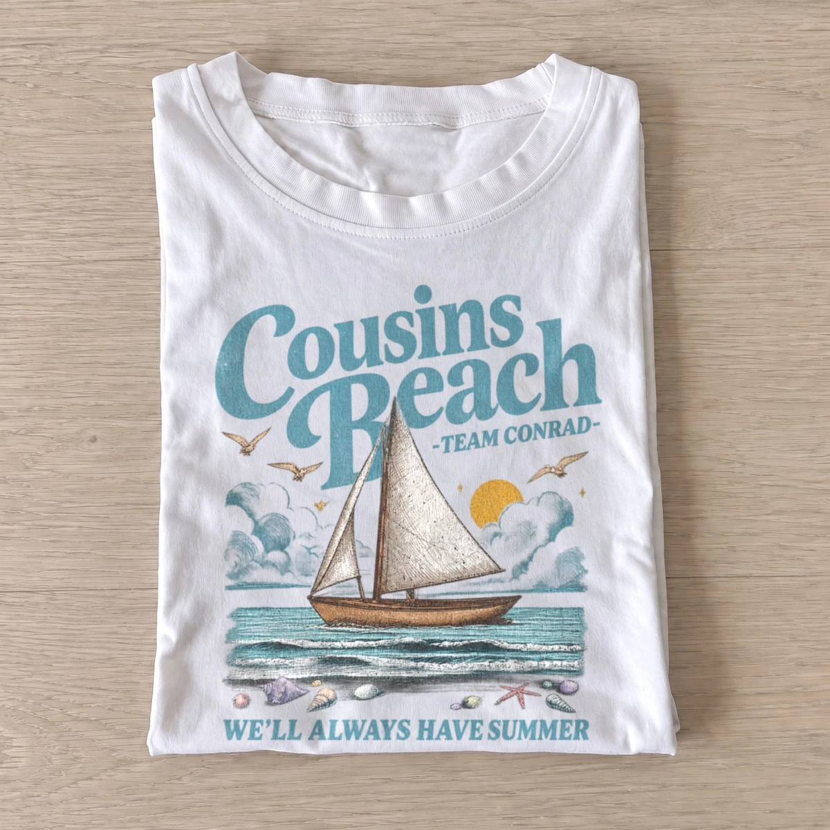 Cousins beach team conrad sailboat t shirt white20summer beach sailboat.webp