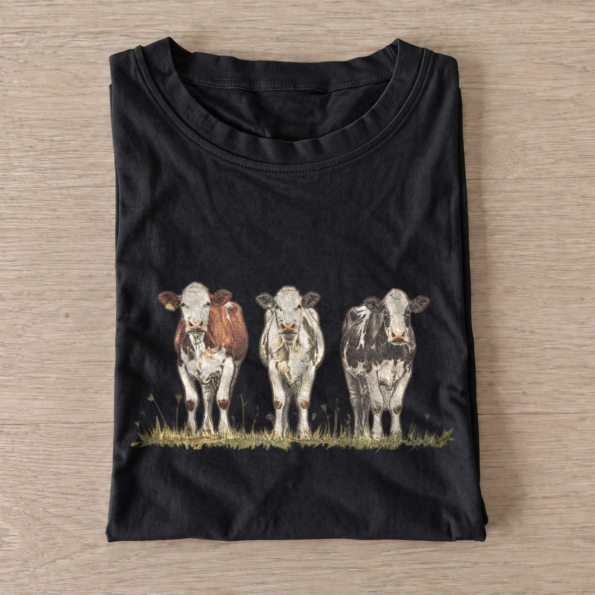 Cow trio graphic t shirt black20cow trio.webp
