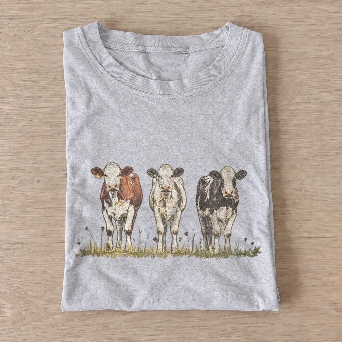 Cow trio graphic t shirt gray20cow trio.webp