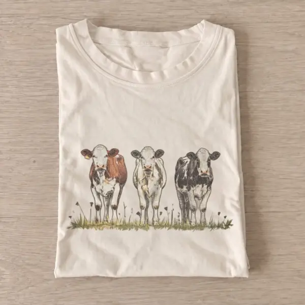 Cow trio graphic t shirt sand20cow trio.webp