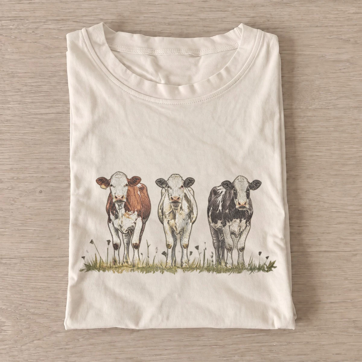 Cow trio graphic t shirt sand20cow trio.webp