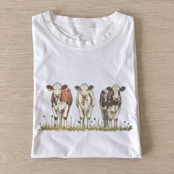 Cow trio graphic t shirt white20cow trio.webp