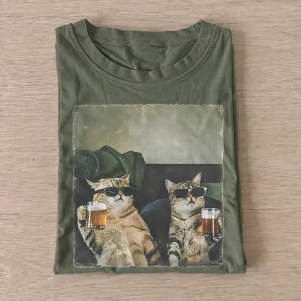 Cowboy pub cats graphic t shirt olive20cowboy pub cats.webp