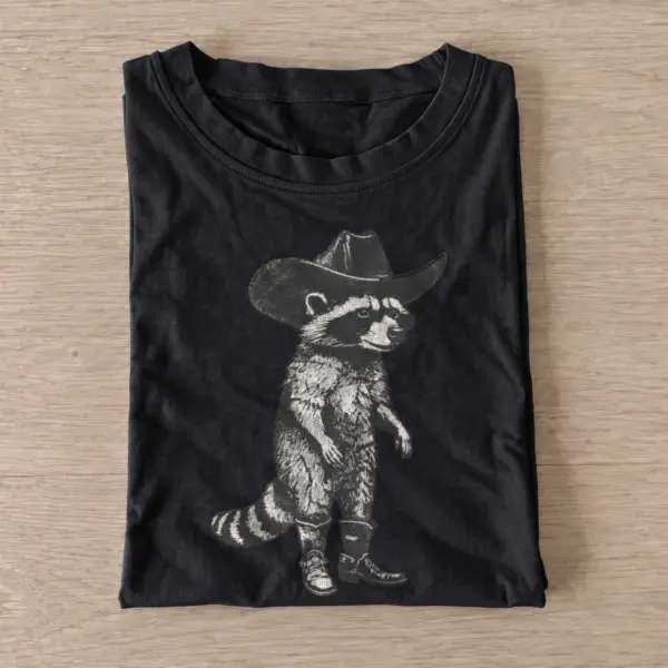 Cowboy raccoon strut t shirt black20cowboy raccoon strut.webp