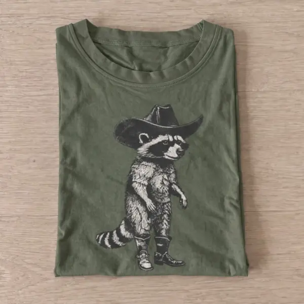 Cowboy raccoon strut t shirt olive20cowboy raccoon strut.webp