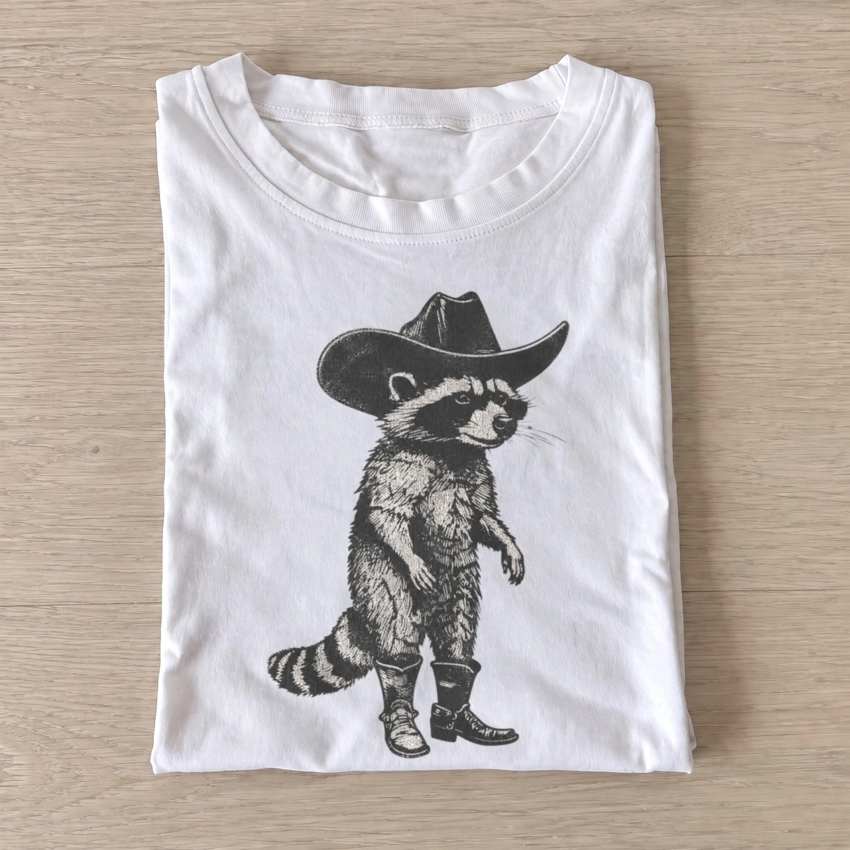 Cowboy raccoon strut t shirt white20cowboy raccoon strut.webp