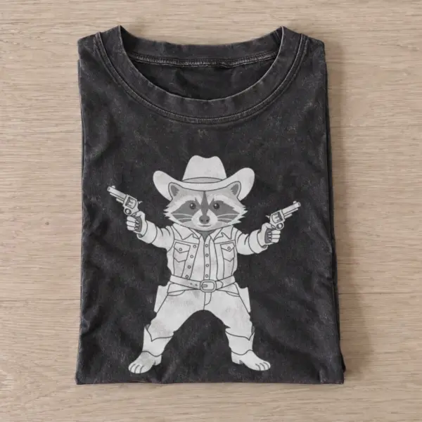 Cowboy raccoon vintage t shirt washed20black20cowboy raccoon.webp