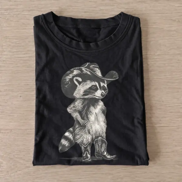 Cowboy raccoon in boots t shirt black20cowboy raccoon boots.webp