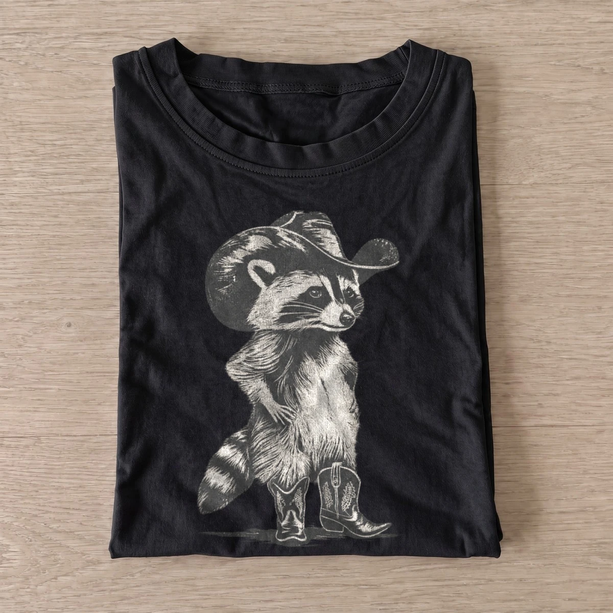 Cowboy raccoon in boots t shirt black20cowboy raccoon boots.webp