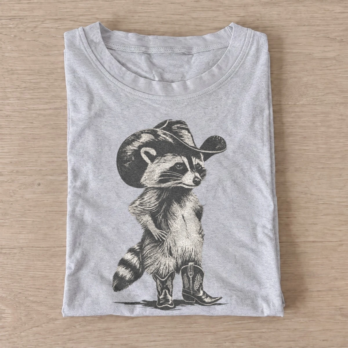 Cowboy raccoon in boots t shirt gray20cowboy raccoon boots.webp