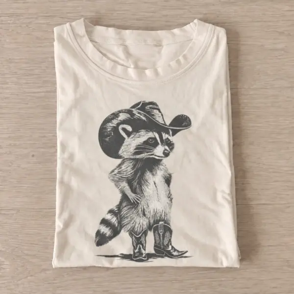 Cowboy raccoon in boots t shirt sand20cowboy raccoon boots.webp